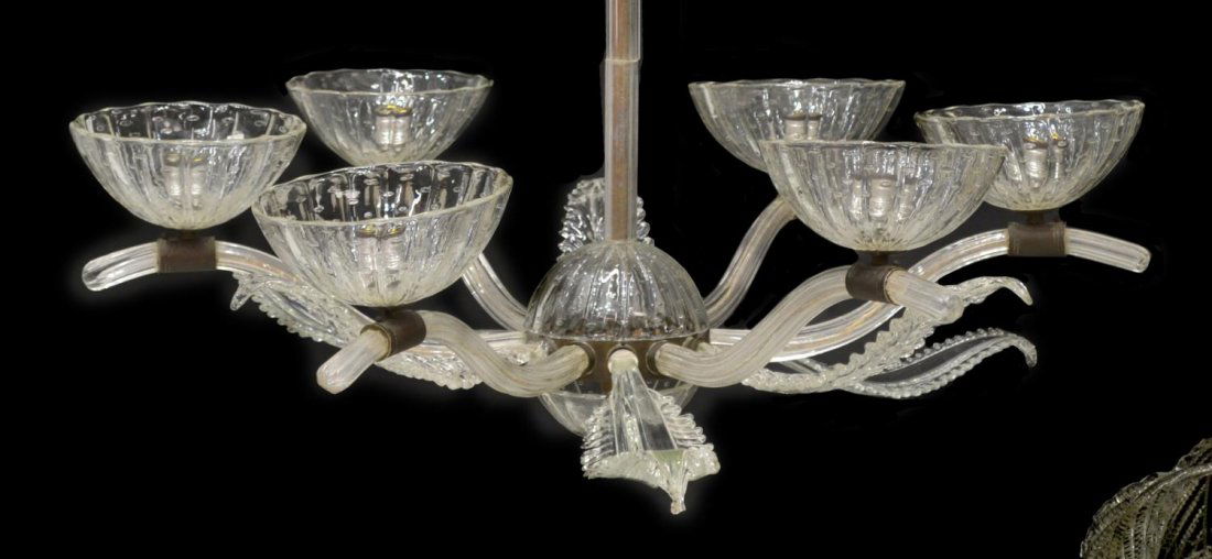 ITALIAN MURANO ART GLASS COLORLESS CHANDELIER (1 of 2)