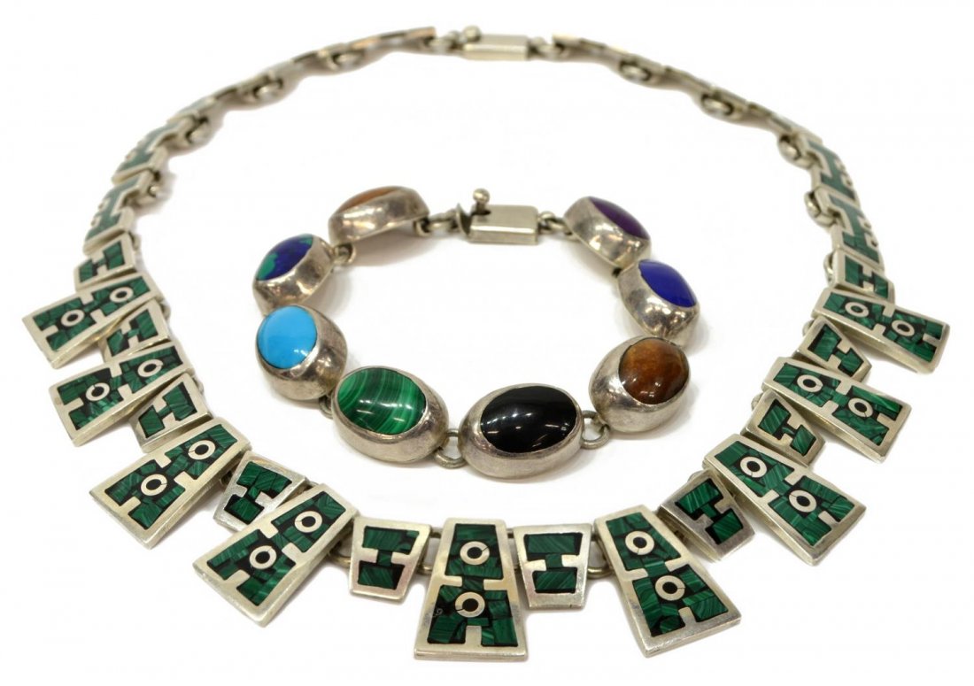 (2) MODERNIST MEXICO STERLING NECKLACE & BRACELET (1 of 4)