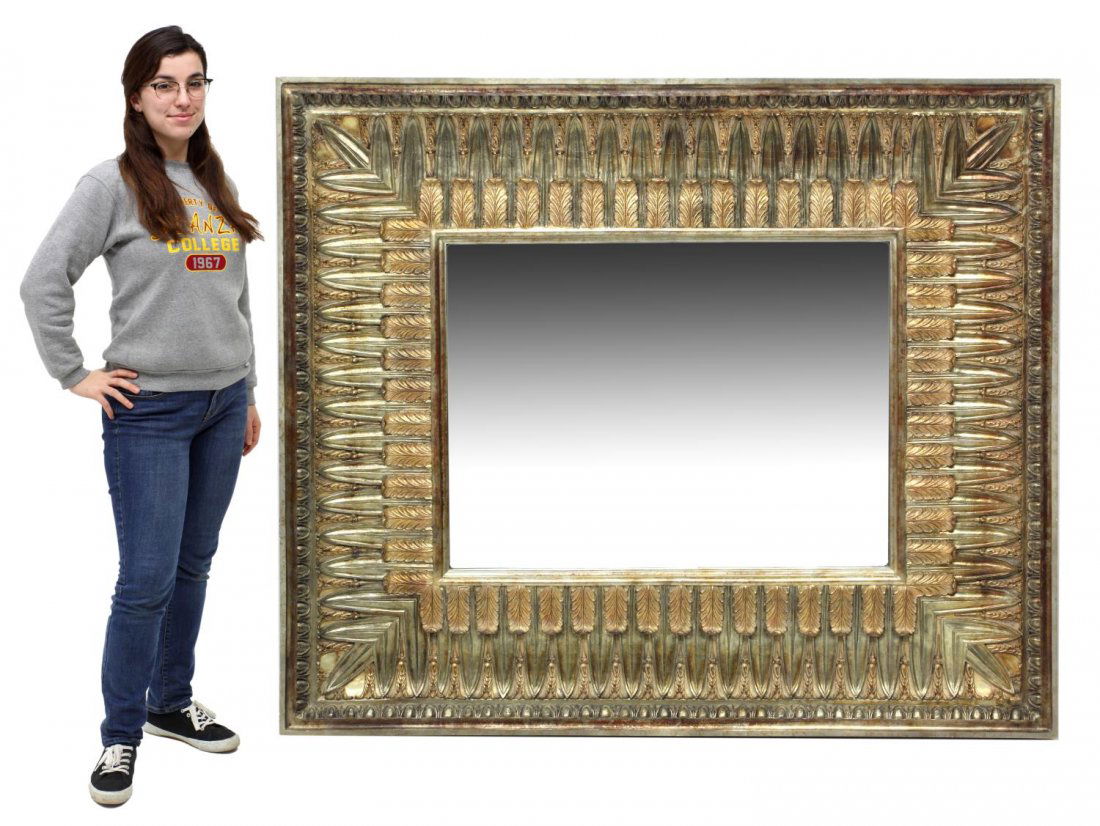 LARGE PARCEL GILT BEVELED WALL MIRROR, 20TH C. (1 of 3)