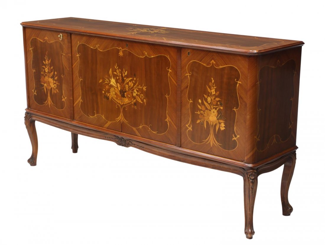ITALIAN LOUIS XV STYLE MARQUETRY FITTED SIDEBOARD (1 of 5)