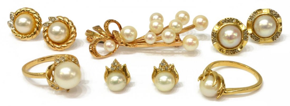 COLLECTION OF 14KT GOLD, PEARL & DIAMOND JEWELRY (1 of 3)