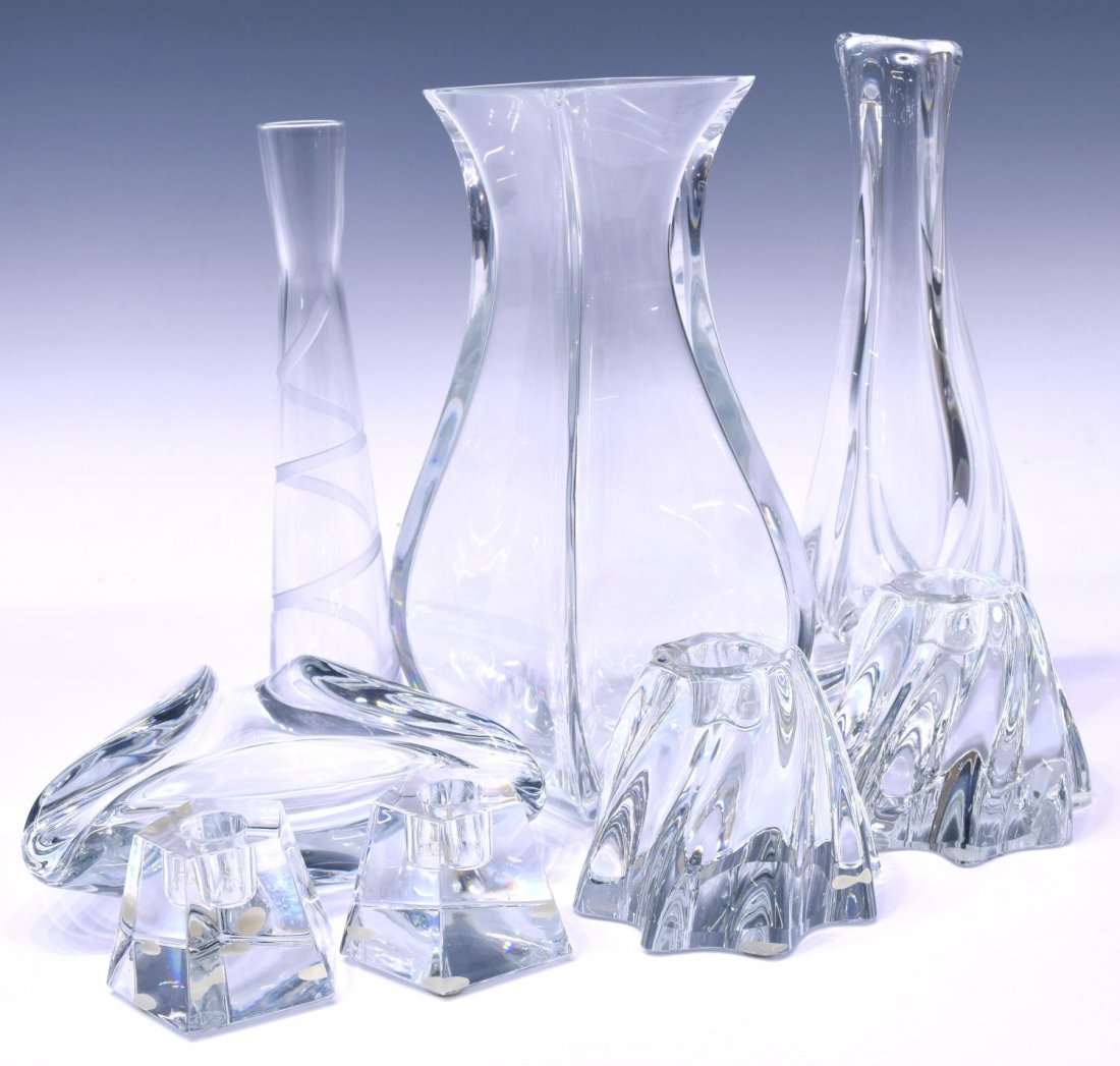 (8)BACCARAT ART CRYSTAL VASES, BOWL & CANDLESTICKS (1 of 5)