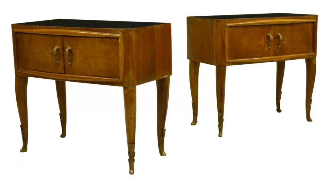 (PAIR) ITALIAN MID-CENTURY GLASS TOP CABINET (1 of 3)