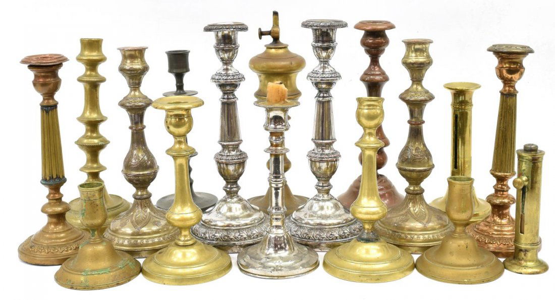 (17)ANTIQUE / VINTAGE CANDLESTICK HOLDERS, PARTS (1 of 4)