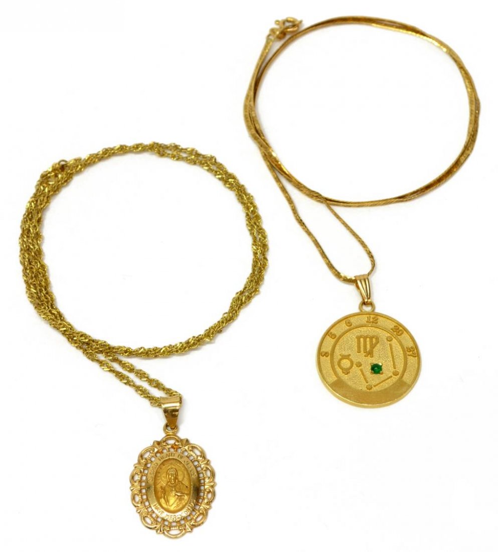 (2) ESTATE 14KT GOLD NECKLACE & PENDANT GROUPING (1 of 2)