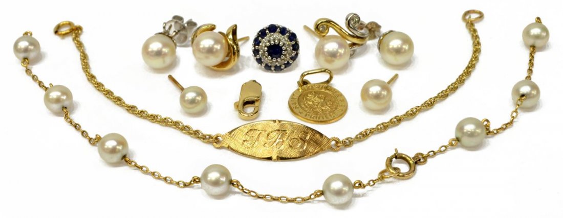 (LOT) GROUP OF 14KT GOLD & PEARL SCRAP JEWELRY (1 of 3)