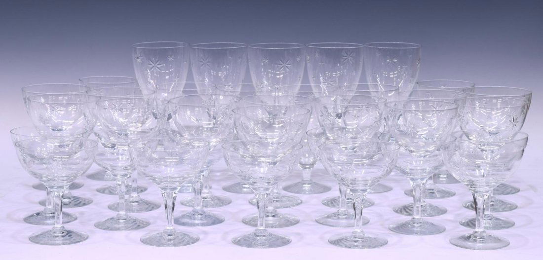 (34) FOSTORIA STARDUST CRYSTAL STEMWARE SERVICE (1 of 3)