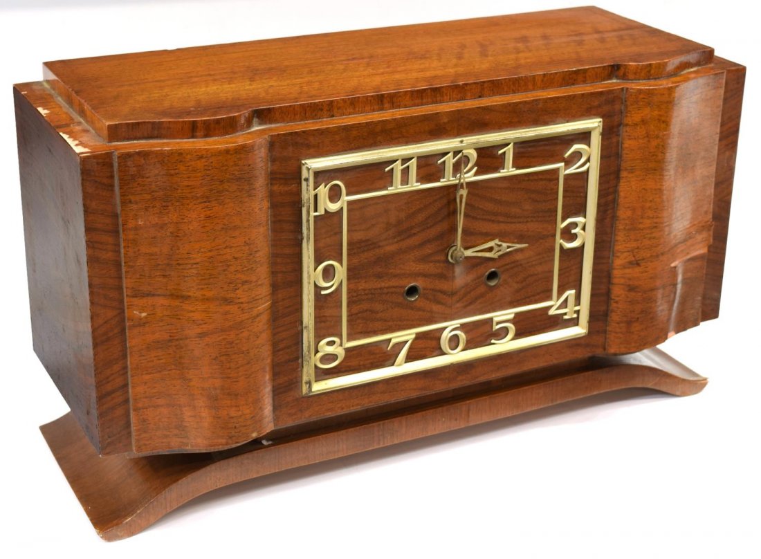 FRENCH ART DECO WOODEN MANTEL CLOCK (1 of 5)
