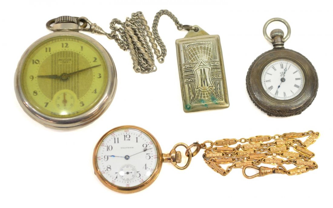 (3) POCKET WATCHES WITH LADY WALTHAM (1 of 4)