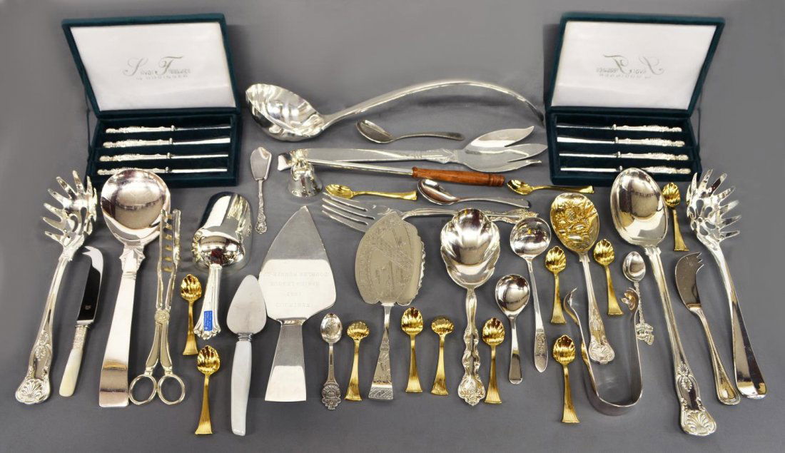 (45) COLLECTION OF SILVER PLATED SERVING PIECES (1 of 5)