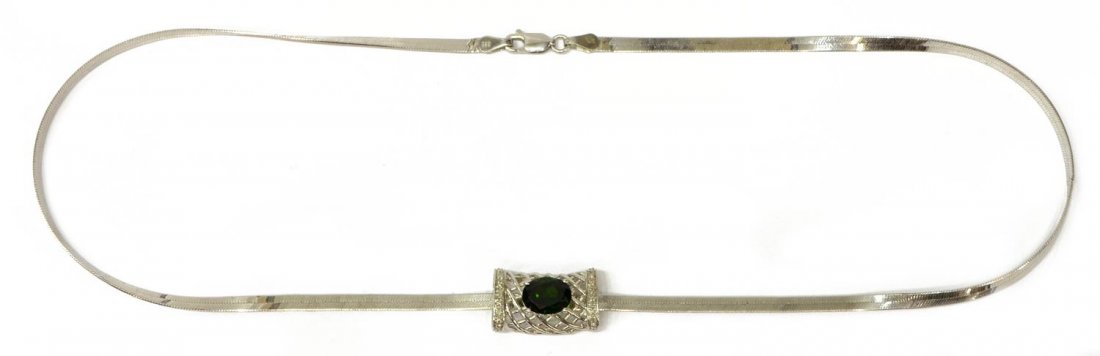 LADIES STERLING SILVER AND TOURMALINE NECKLACE (1 of 2)