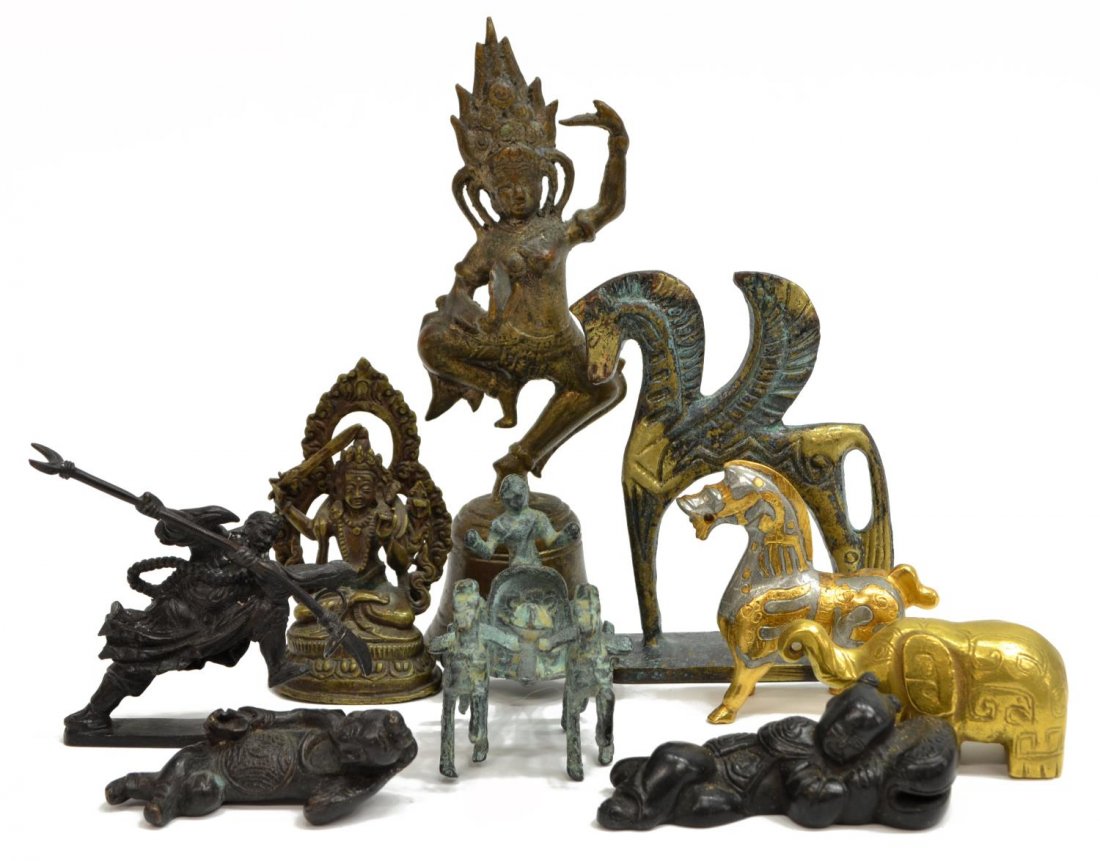 (9) COLLECTION OF SMALL BRONZE & METAL FIGURINES (1 of 5)