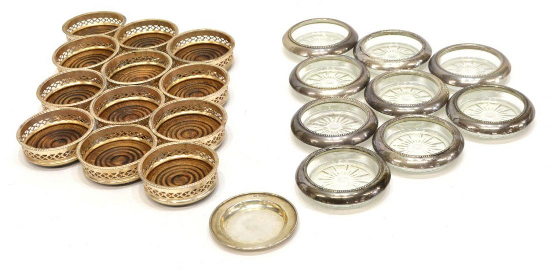 (22) COLLECTION OF SILVER RIMMED DRINK COASTERS (1 of 1)