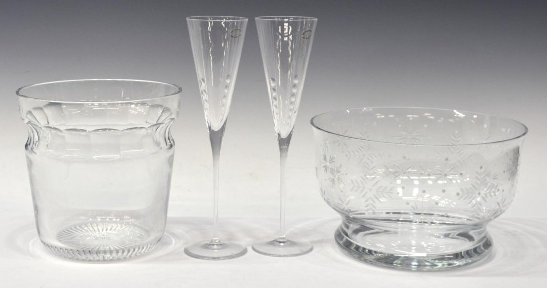 (4) CUT & ETCHED ICE BUCKET, FLUTES & CENTER BOWL (1 of 4)