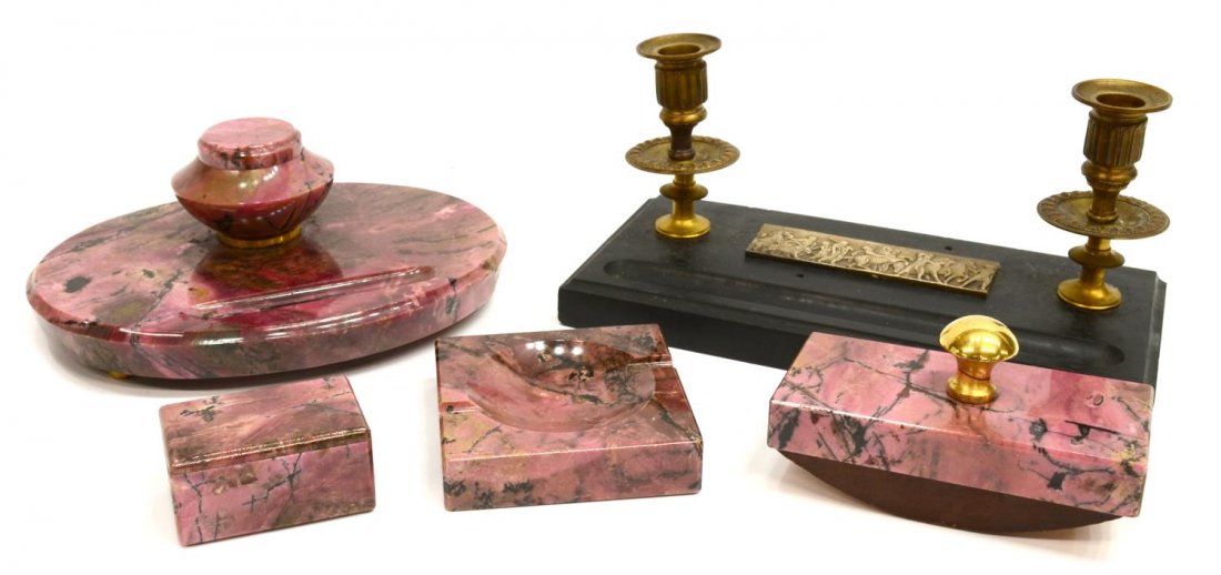 (5) CONTINENTAL & CLASSICAL MOTIF MARBLE DESK SETS (1 of 8)