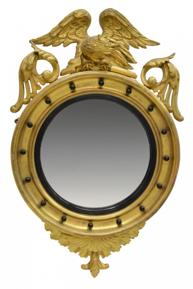 FEDERAL STYLE CONVEX GILTWOOD WALL MIRROR (1 of 4)