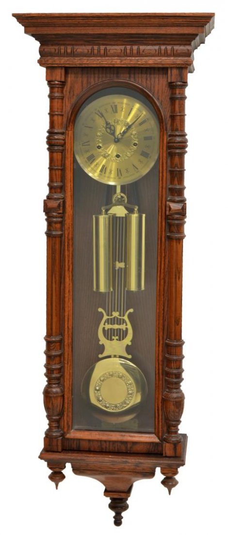 GERMAN DOUBLE WEIGHT DRIVEN WALL CLOCK (1 of 5)