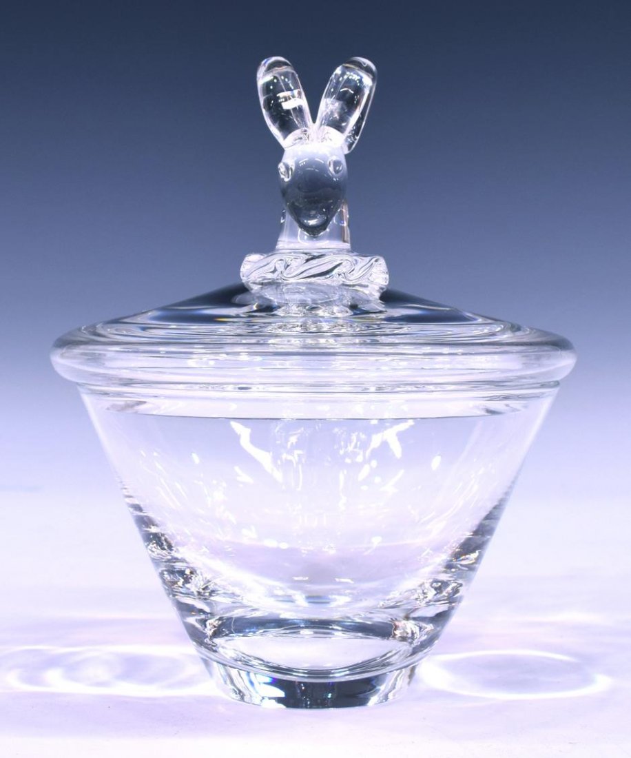 STEUBEN RAM'S HEAD LIDDED CANDY BOWL (1 of 7)