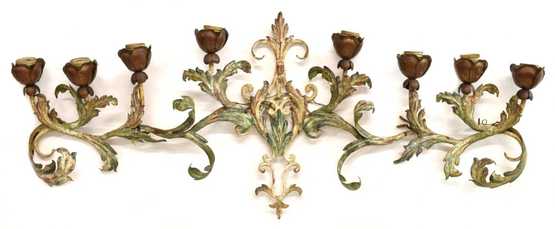 ITALIAN BRASS & IRON EIGHT-LIGHT WALL SCONCE (1 of 1)