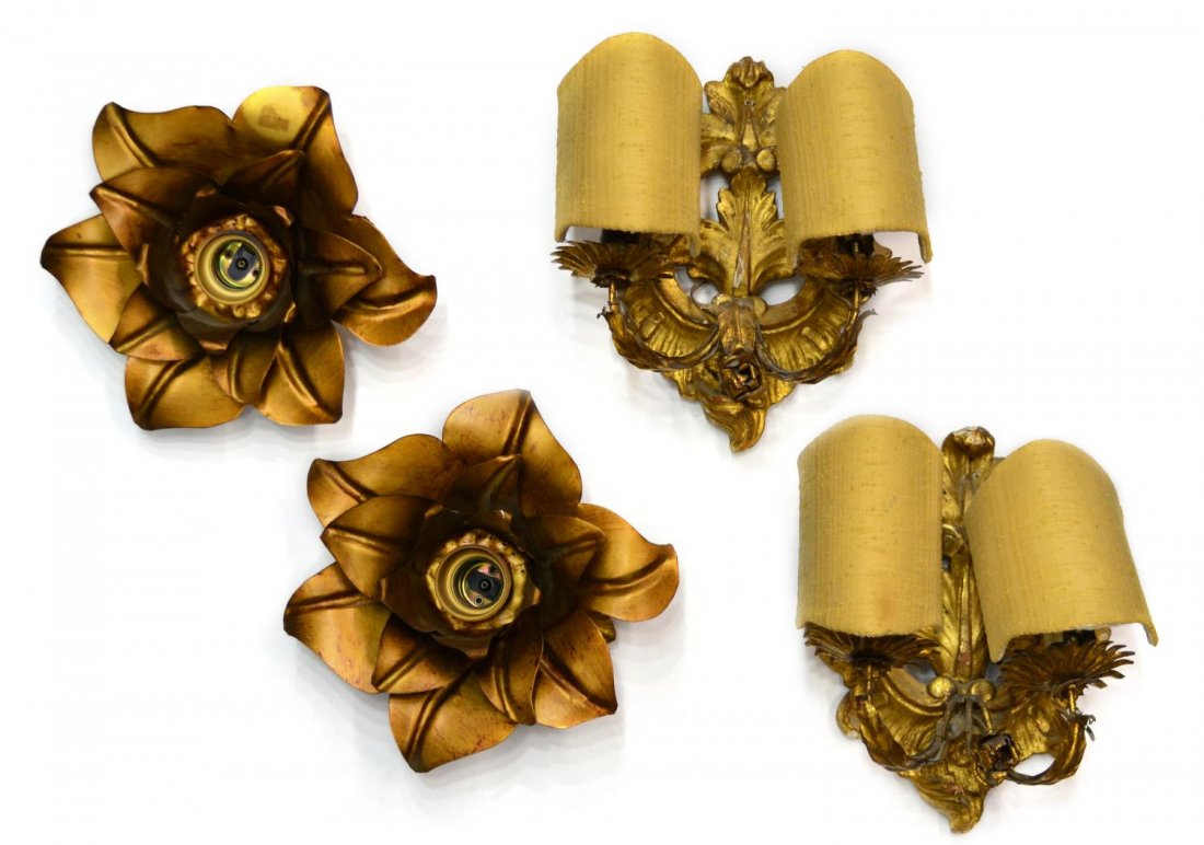(4) ITALIAN LOUIS XV STYLE & GILT FLORAL SCONCES (1 of 3)