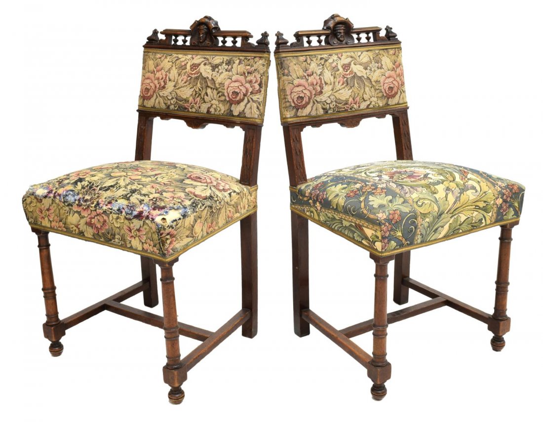 (2) ITALIAN HENRY II STYLE CARVED SIDE CHAIRS (1 of 3)