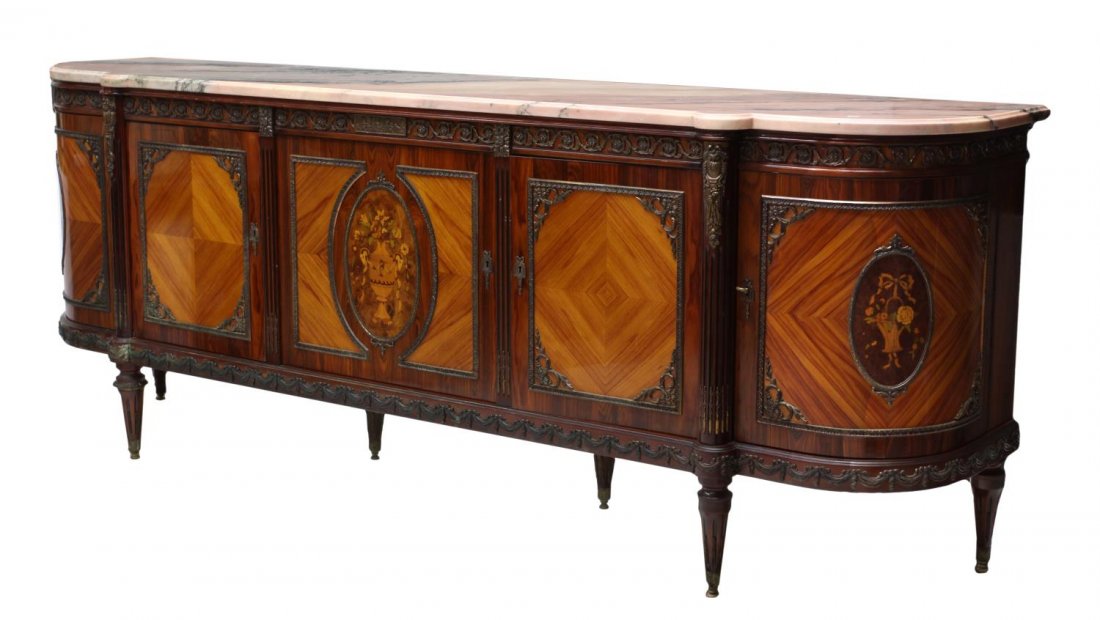FRENCH LOUIS XVI MARBLE TOP SIDEBOARD, 20TH C (1 of 2)