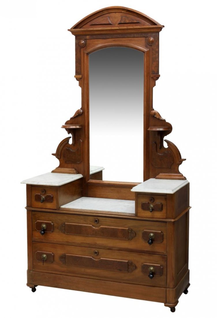 AMERICAN FEDERAL MARBLE TOP MIRRORED VANITY (1 of 5)