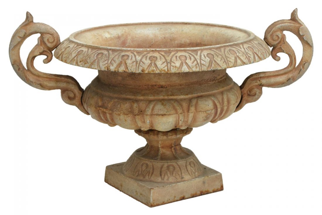 ITALIAN CAST IRON GARDEN PLANTER ON BASE (1 of 1)