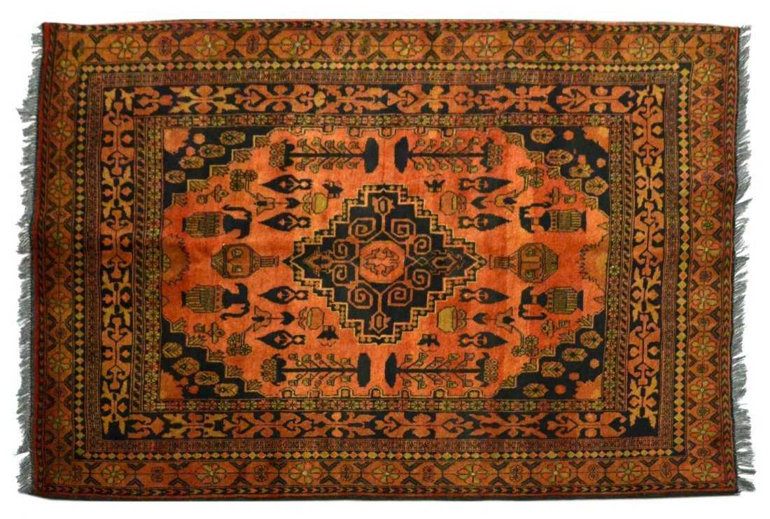 HAND TIED AFGHAN RUG 6'4" X 5'1" (1 of 2)