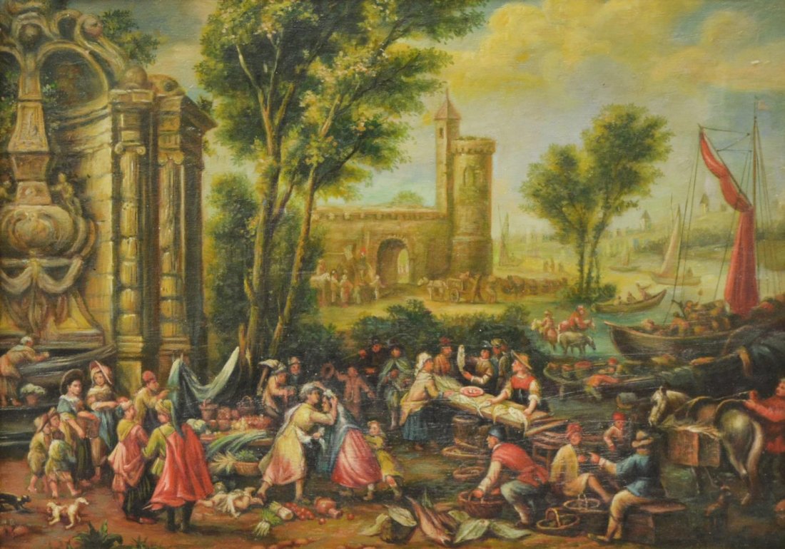 CONTINENTAL SCHOOL (19TH C.) MARKET SCENE (1 of 3)