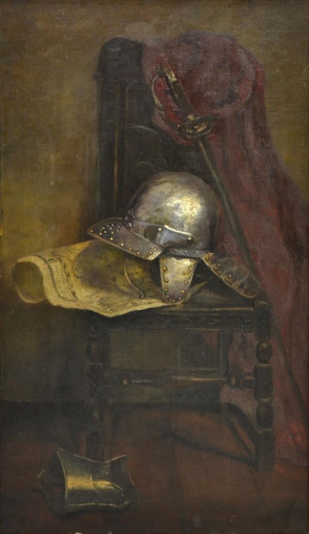 BRITISH SCHOOL, 19TH C. STILL LIFE WITH ARMOR (1 of 2)