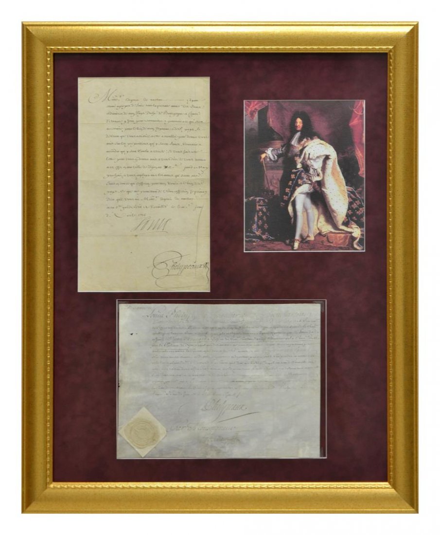 KING LOUIS XIV OF FRANCE SIGNED DOCUMENT, 1715 (1 of 4)