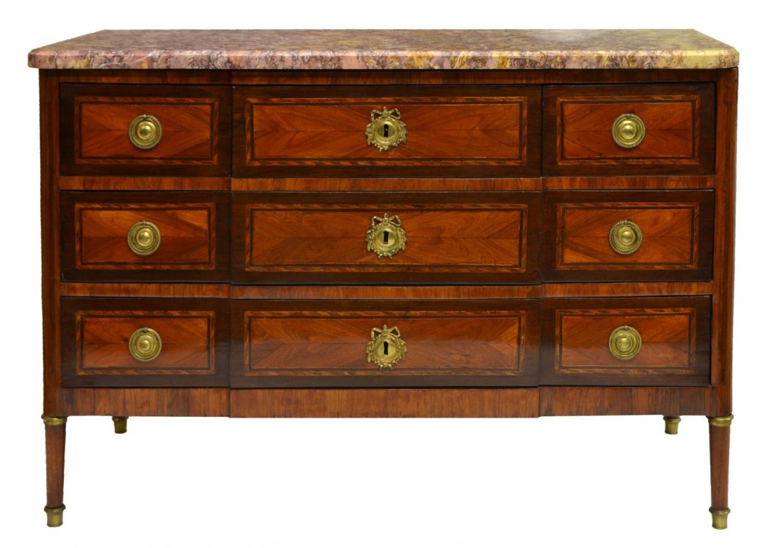 FRENCH LOUIS XVI MARBLE TOP COMMODE, 18TH C. (1 of 5)