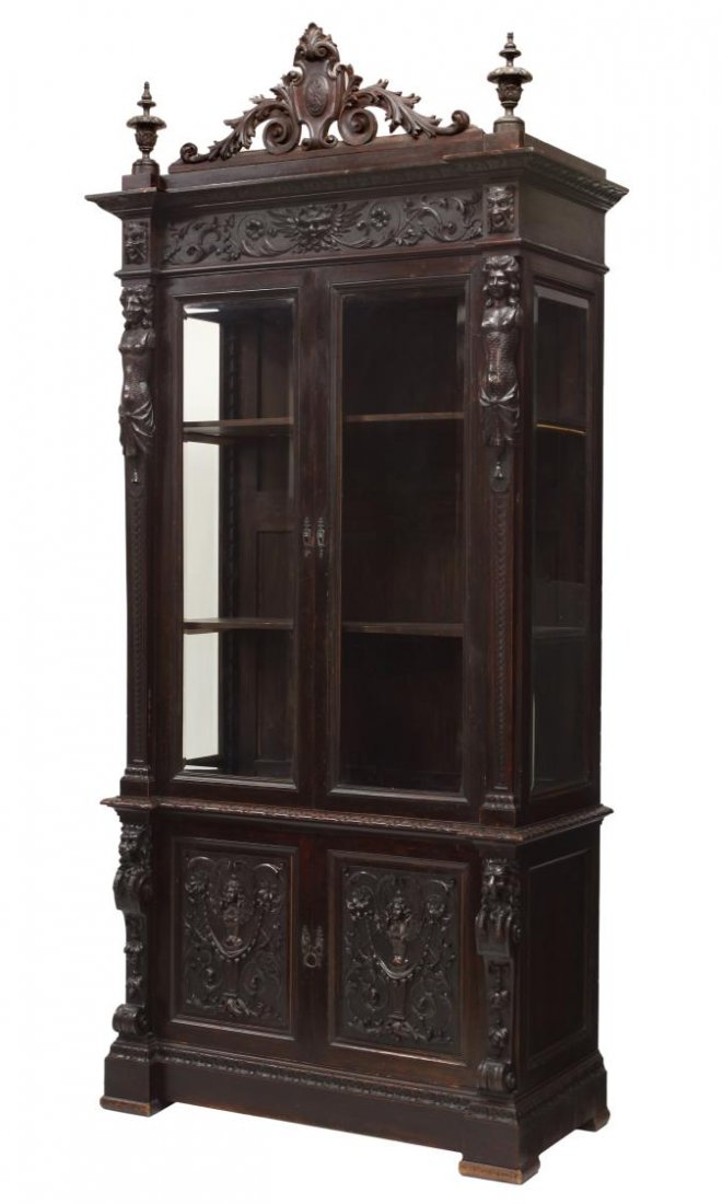 ITALIAN RENAISSANCE REVIVAL DISPLAY CABINET 19TH C (1 of 4)