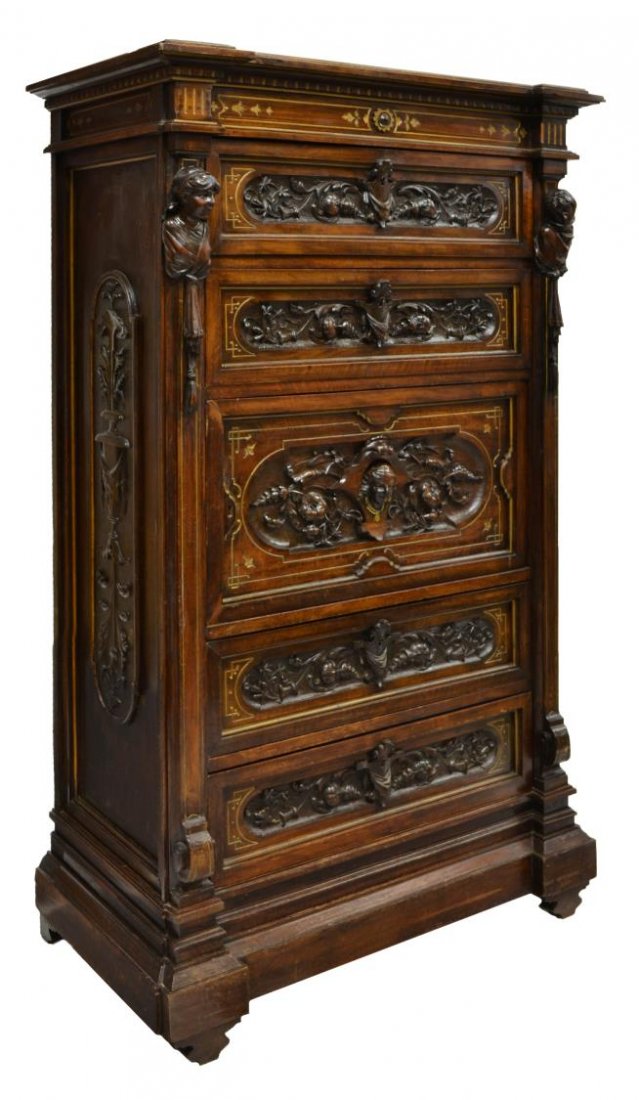 FRENCH RENAISSANCE REVIVAL FIGURAL CHEST (1 of 3)