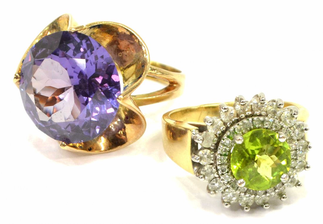 (2) LADIES 14K YELLOW GOLD GEMESTONE ESTATE RINGS (1 of 7)
