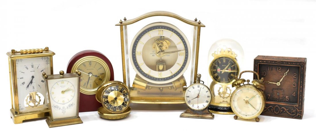 (9) CLOCKS, SKELETON, ANSONIA, MINI, ALARMS (1 of 5)