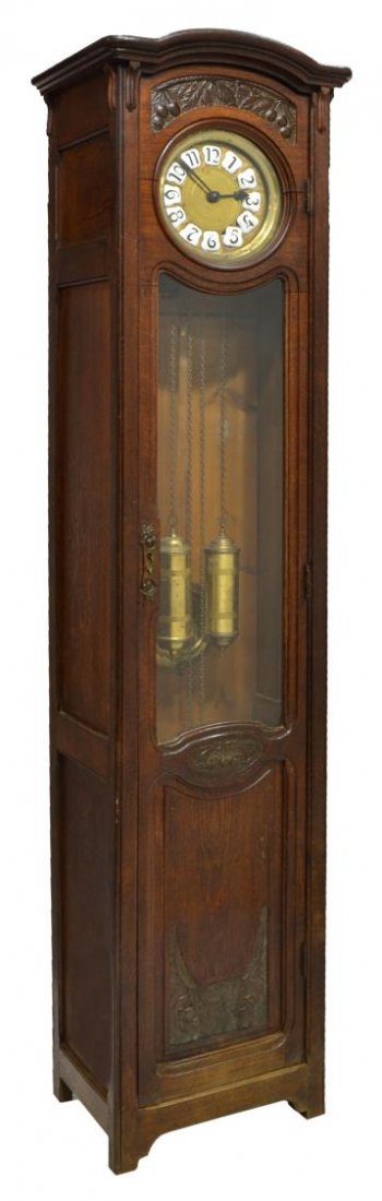 GERMAN OAK CASED GRANDFATHER CLOCK (1 of 5)