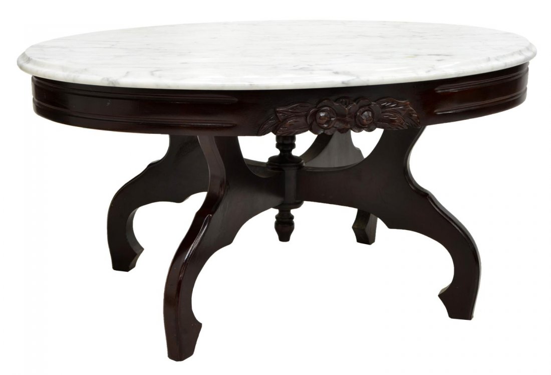 AMERICAN VICTORIAN STYLE MARBLE TOP COFFEE TABLE (1 of 3)
