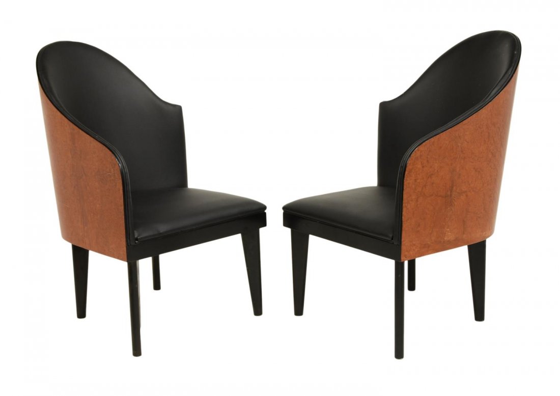 (4)MODERN PIERO SARTOGO & GRENON TOSCANA CHAIRS: (lot of 4) Italian Modern 'Toscana' side chairs, c. 1987, design by Piero Sartogo (Italian, Architect, b. 1934) and Nathalie Grenon for Saporiti Italia, curved corner back with black seat and back cus