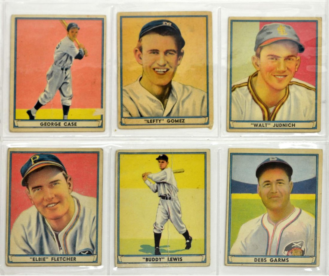 (12) 1940's PLAYBALL BASEBALL CARDS: (lot of 12) Play Ball baseball cards, 1940's, players include Lefty Gomez, Cecil Travis, Frank McCormick, Eddie Miller, Walt Judnich, George Case, Debs Garms, Buddy Lewis, Elbie Fletcher, Joe Marty, A