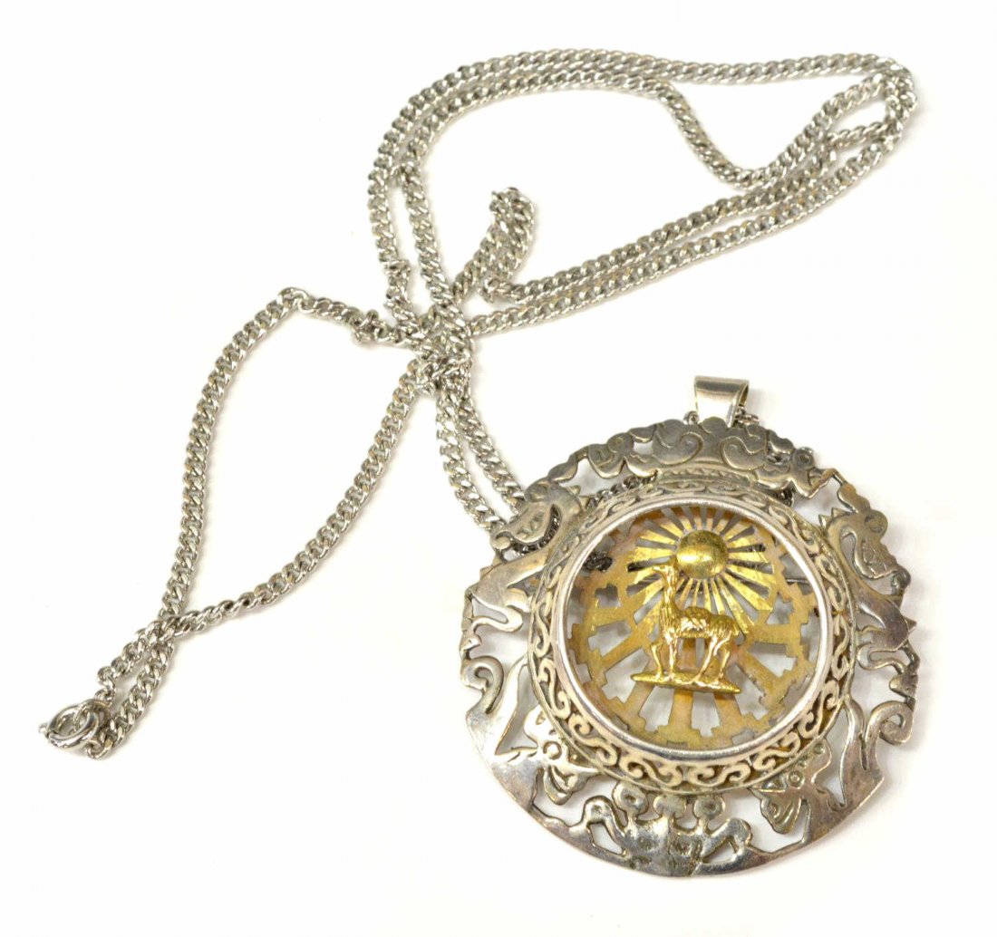 PERUVIAN STERLING SILVER & 10KT PENDANT NECKLACE (1 of 4)