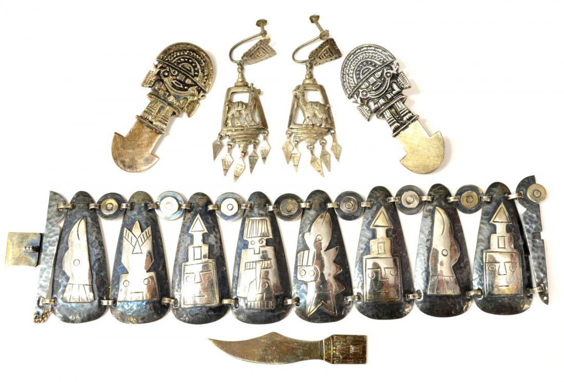 (6) ESTATE PERUVIAN STERLING & 18KT JEWLERY (1 of 6)