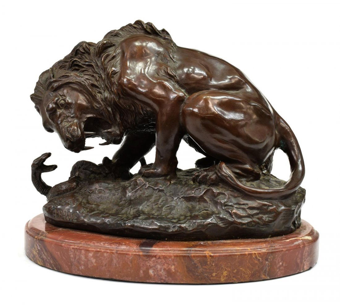 AFTER ANTOINE BARYE (FR.1795-1875) LION BRONZE (1 of 8)