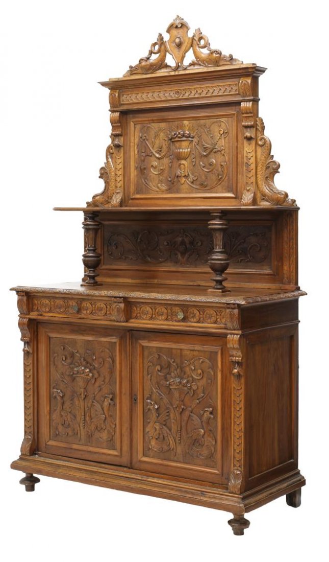 FRENCH RENSAISSANCE REVIVAL WALNUT SIDEBOARD (1 of 4)