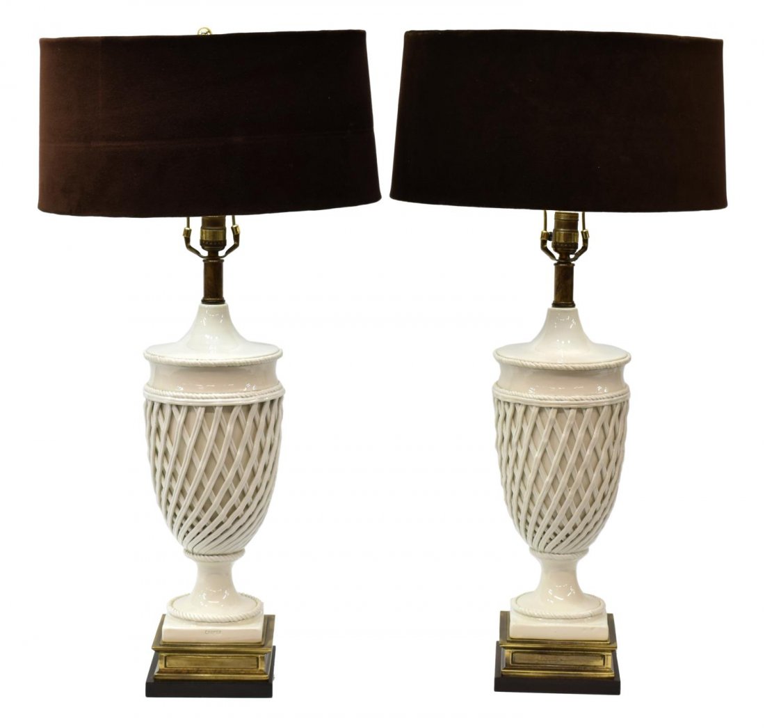 (2) FREDERICK COOPER WHITE CERAMIC TABLE LAMPS (1 of 5)