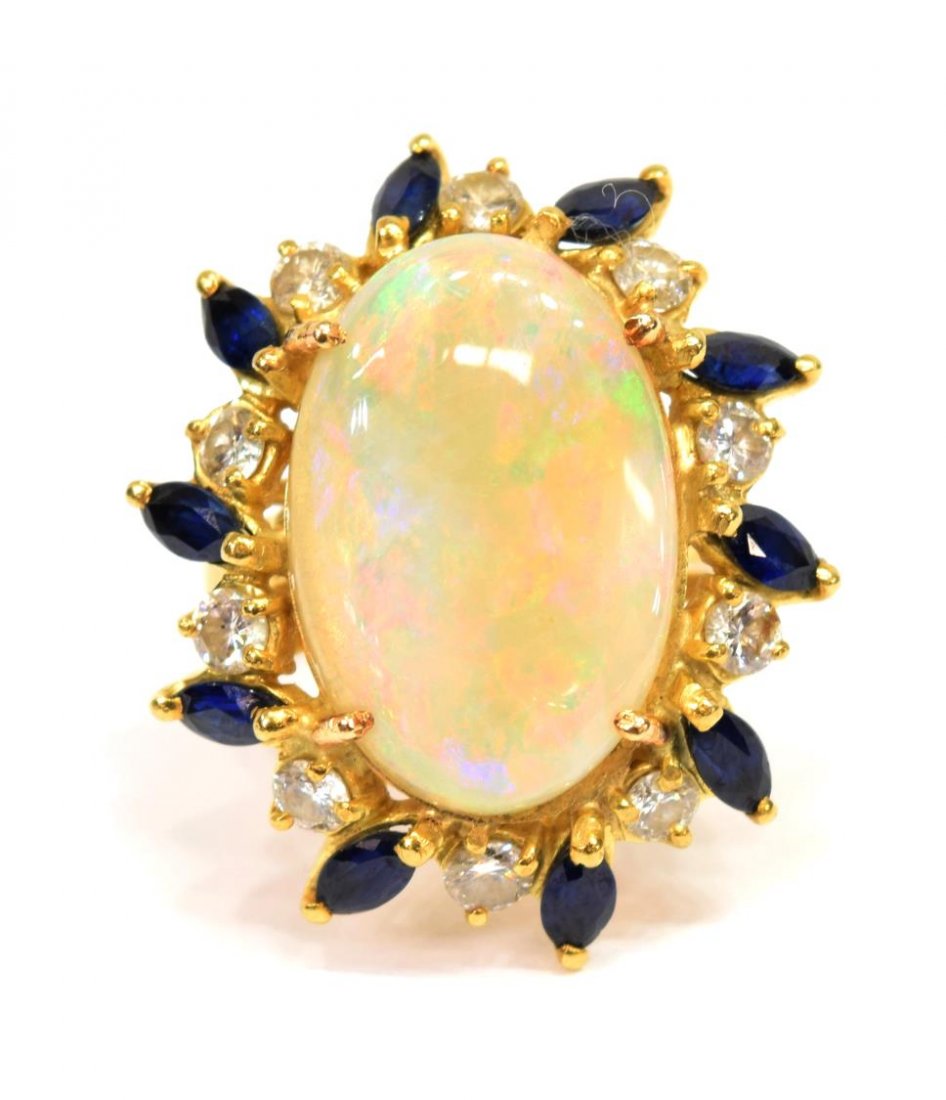 ESTATE 18KT OPAL DIAMOND & SAPPHIRE COCKTAIL RING (1 of 5)