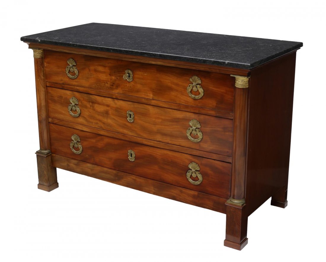 FRENCH EMPIRE STYLE MARBLE TOP COMMODE (1 of 4)