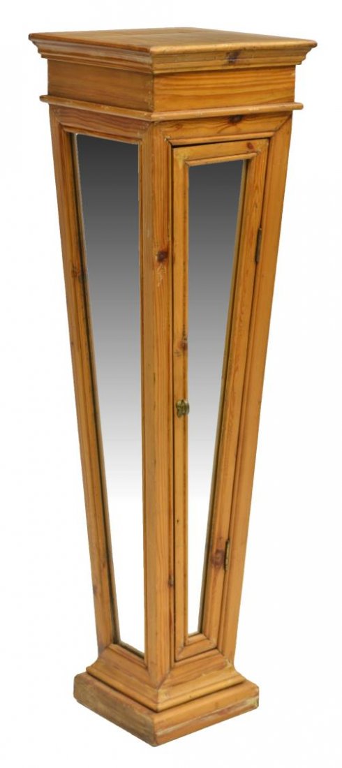 TAPERED PINE PEDESTAL WITH MIRRORED PANELS (1 of 4)