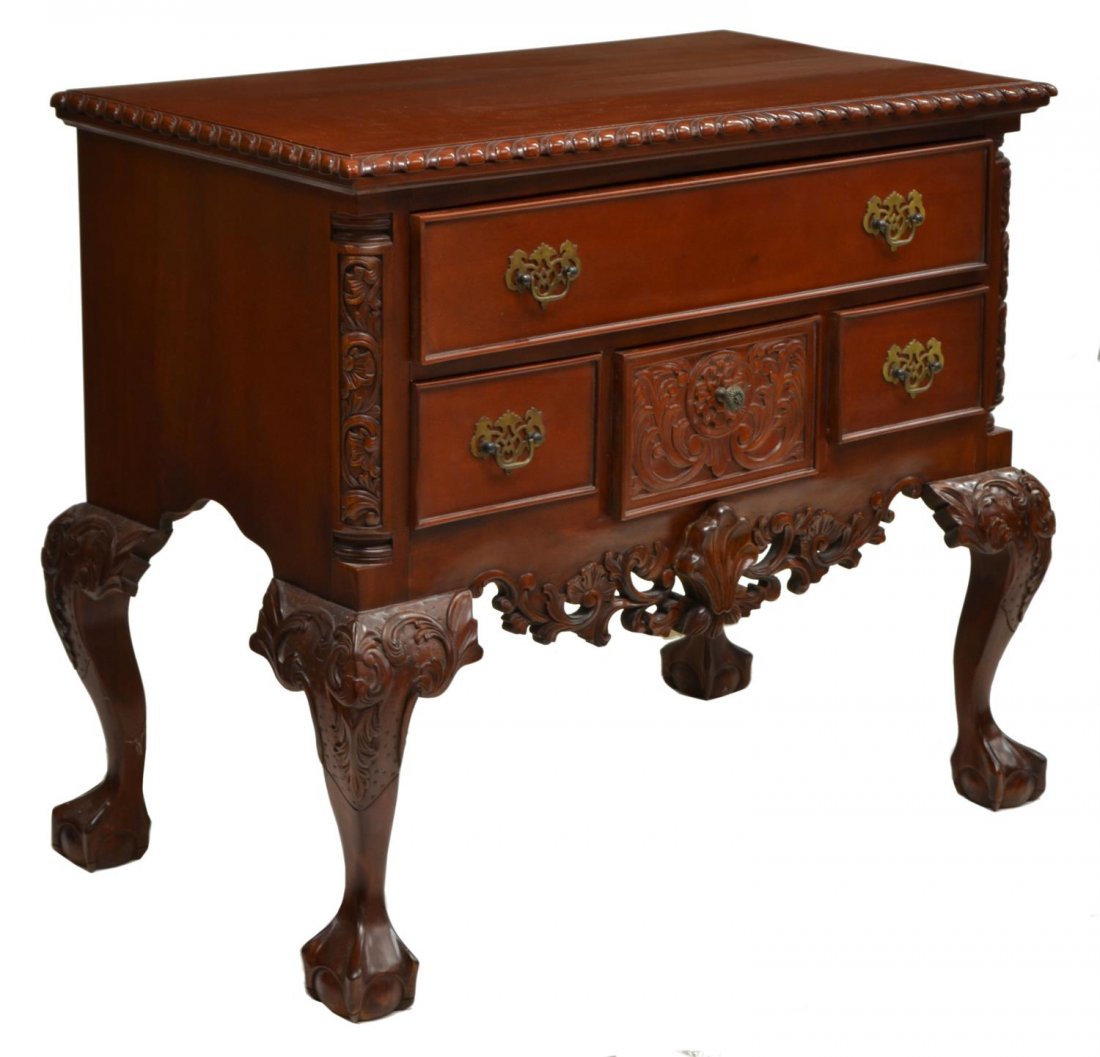 CHIPPENDALE STYLE CARVED MAHOGANY LOW BOY (1 of 2)